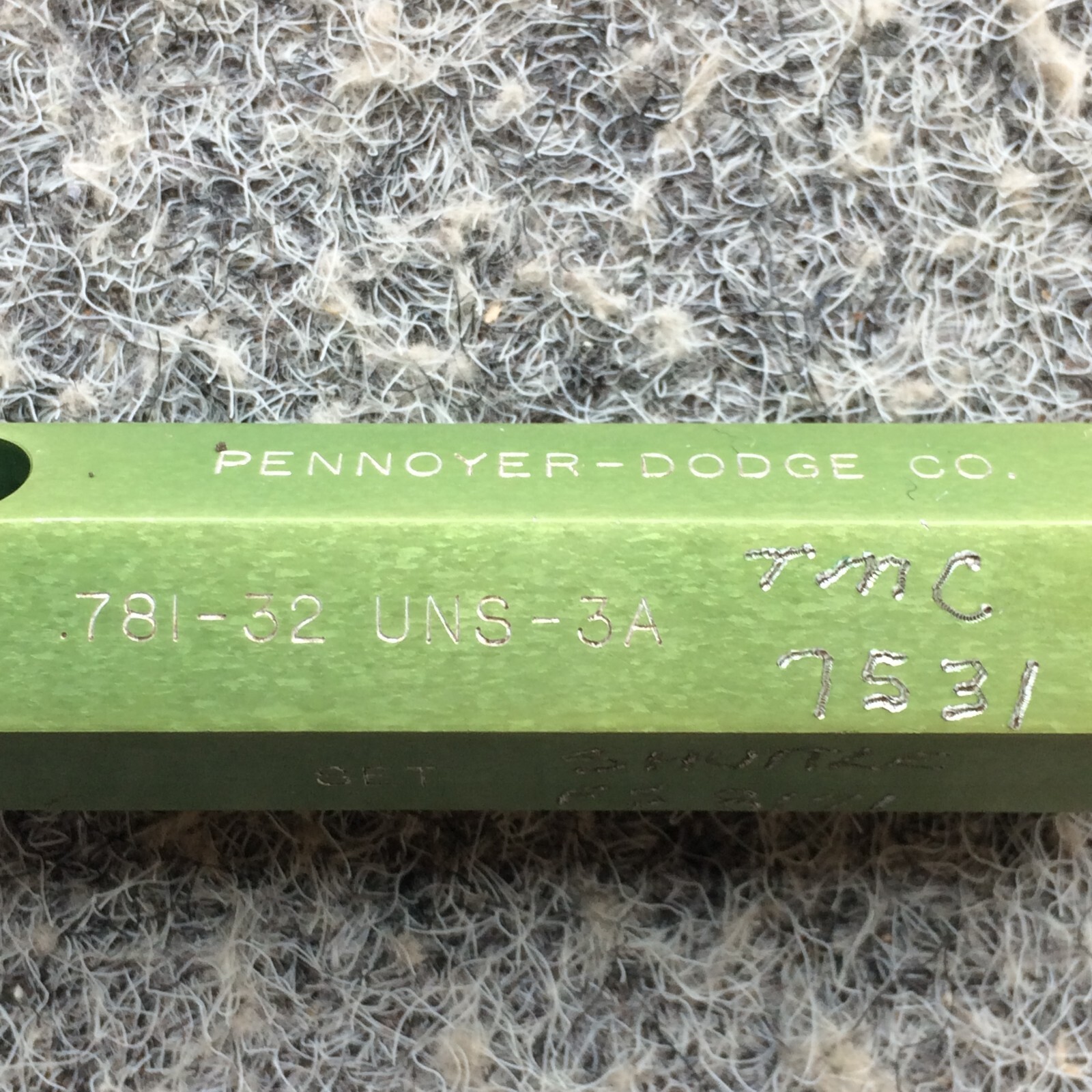 .781-32 UNS 3A THREAD PLUG GAGE GO ONLY .7610