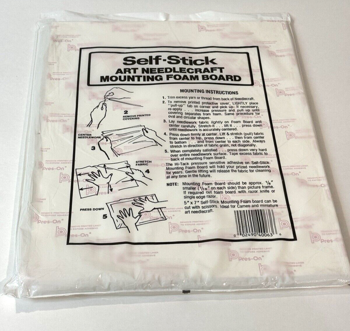 VTG Press-On Self Stick Art Needlecraft Mounting Form 11X14 Hi Tack Crewel NEW