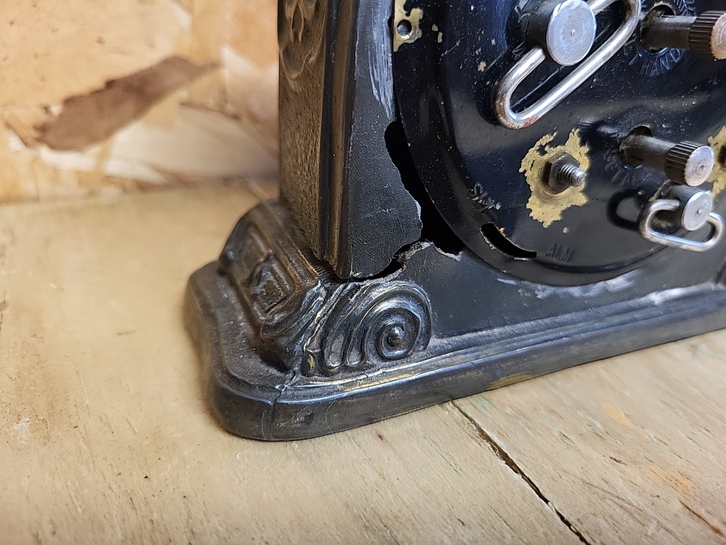 1930s Peters Diamond Brand Shoes, Heavy Gilbert Clock Pot Metal