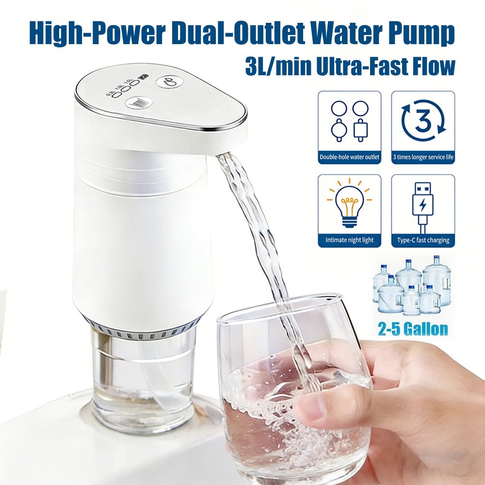 3L/min Fast Flow Water Bottle Pump Electric Dispenser LED Light for 5 Gallon Jug