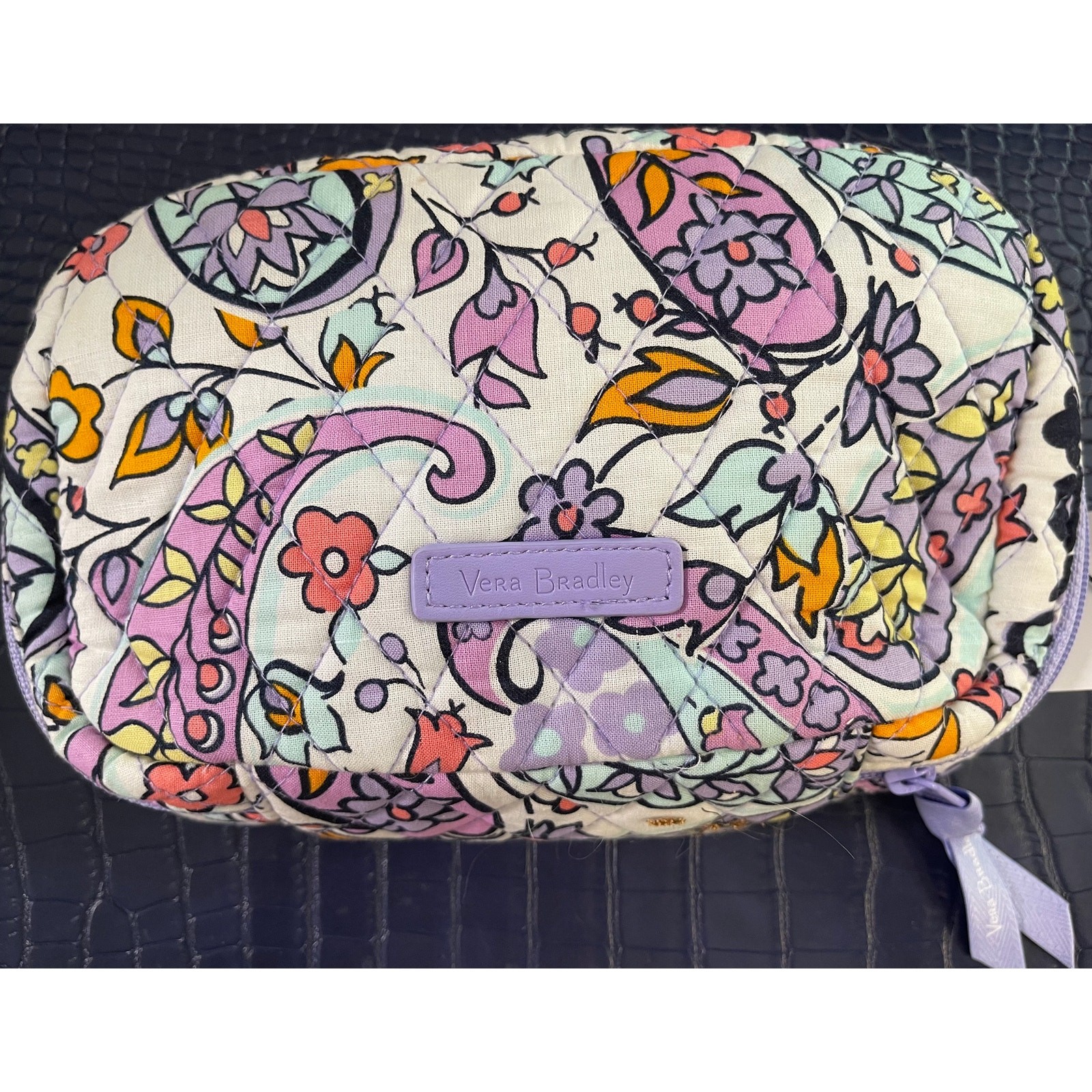 NEW Vera Bradley Make Up Bag Jewelry Holder Purple Paisley Floral Cottagecore