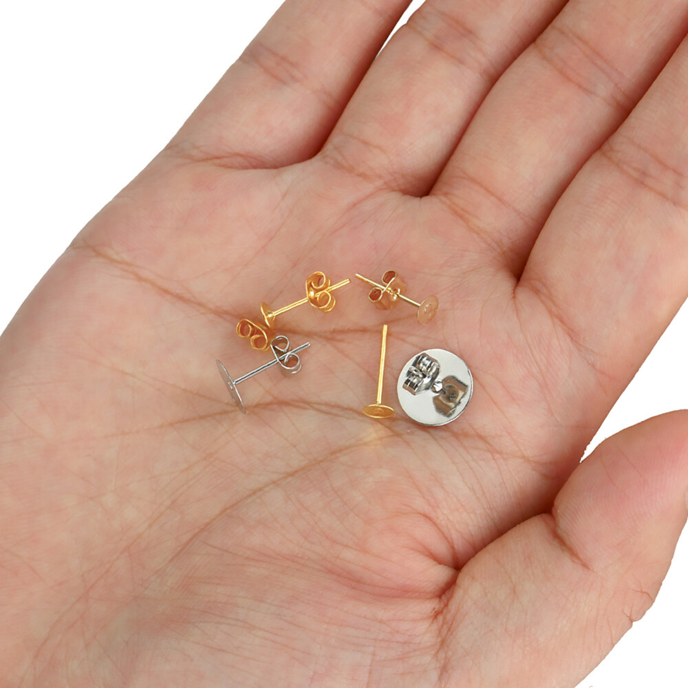 100pcs Earring Studs Base Pins with Earring Plug Ear Back DIY Earring Accessory