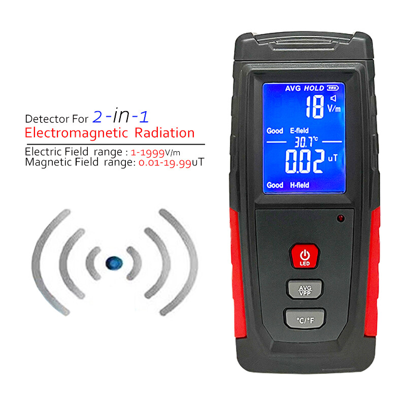 2-in-1 Radiation Detector Electric Magnetic Field Radiation EMF Meter Real-time