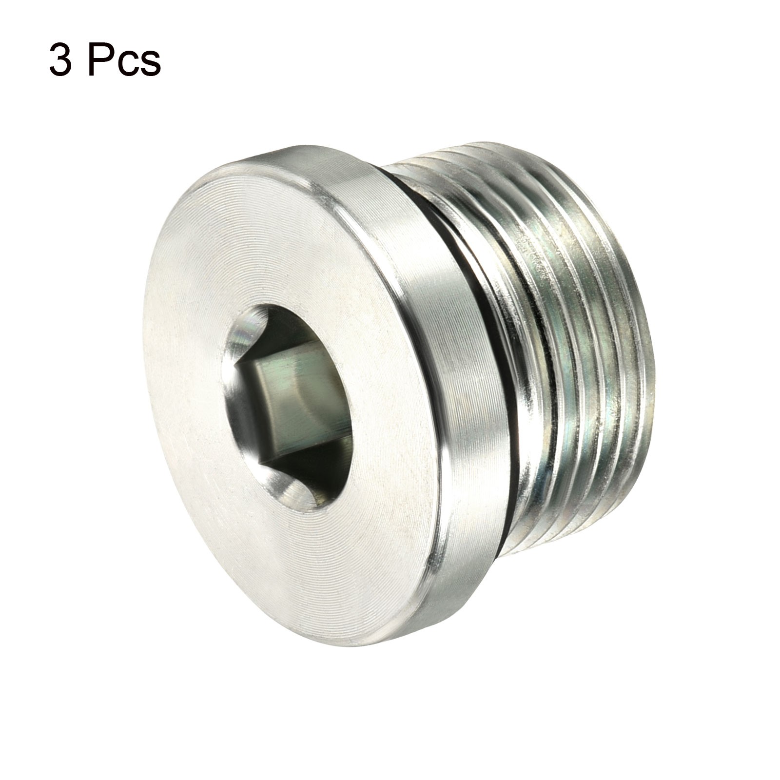 M24*1.5 Hex Head Pipe Fitting Plug, 3 Pack Male Thread 45# Steel Plug