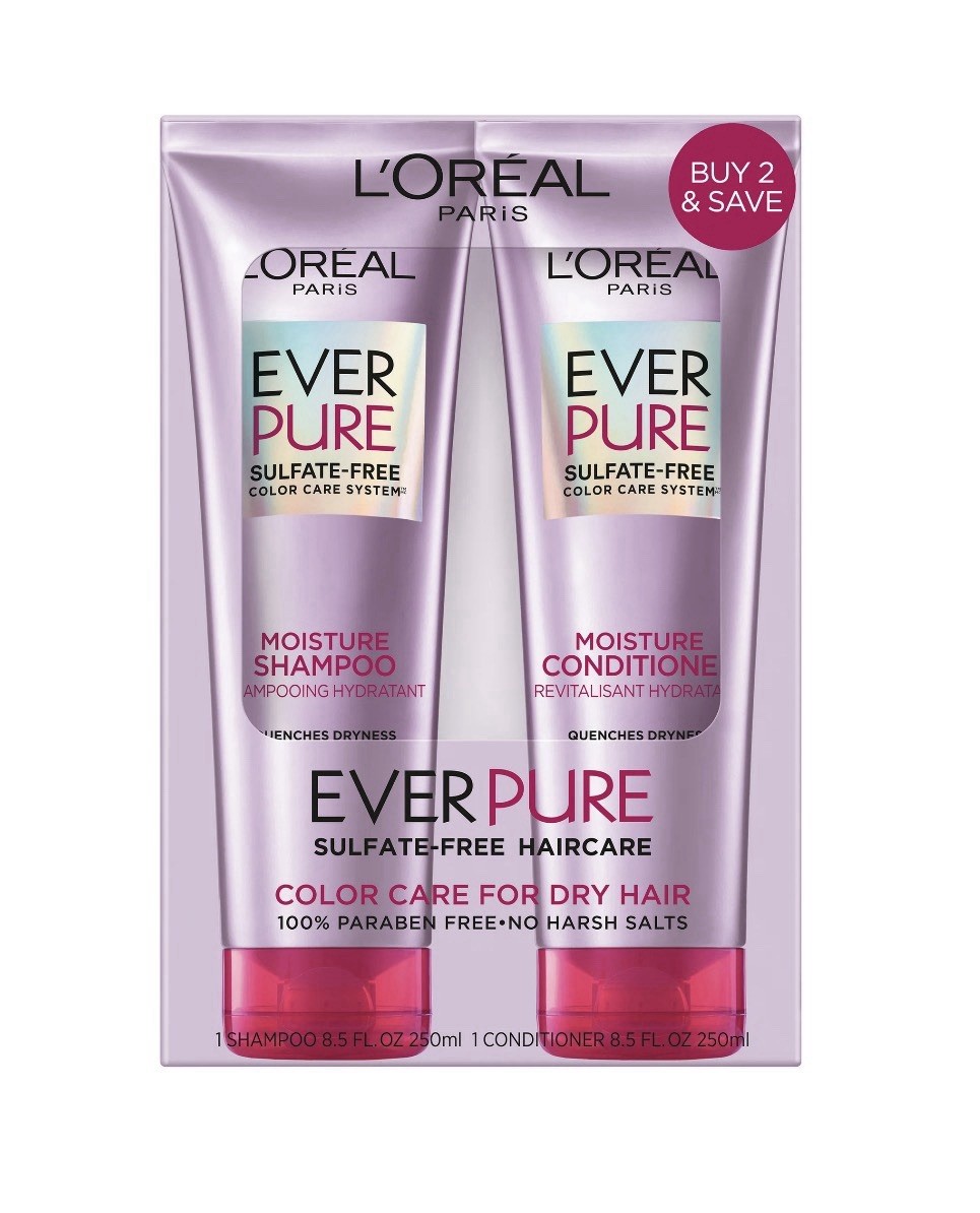 L'Oreal Paris EverPure Moisture Sulfate Free Shampoo and Conditioner, 1 Kit