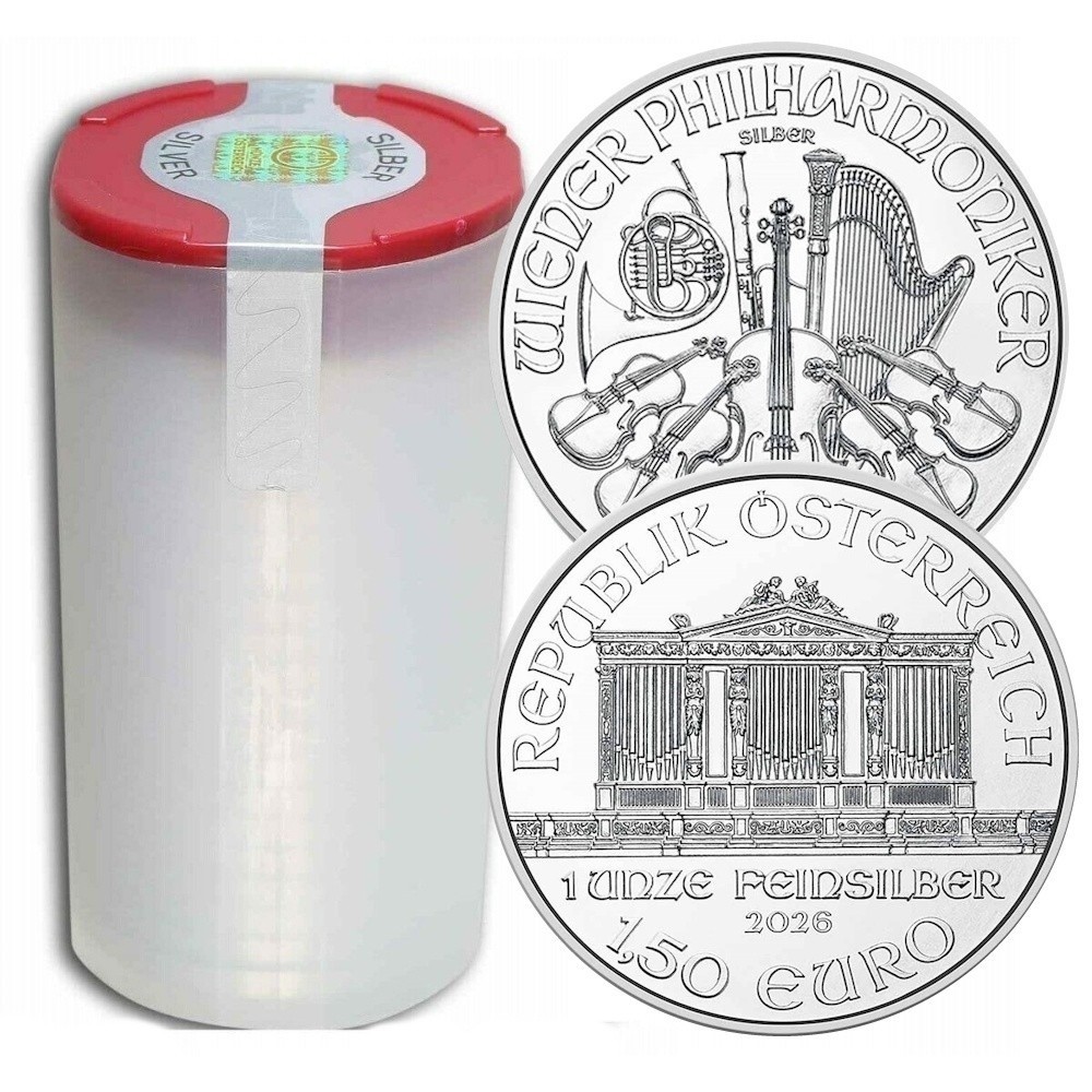 Roll of 20 - 2026 1 oz Austrian .999 Fine Silver Philharmonic Coin BU