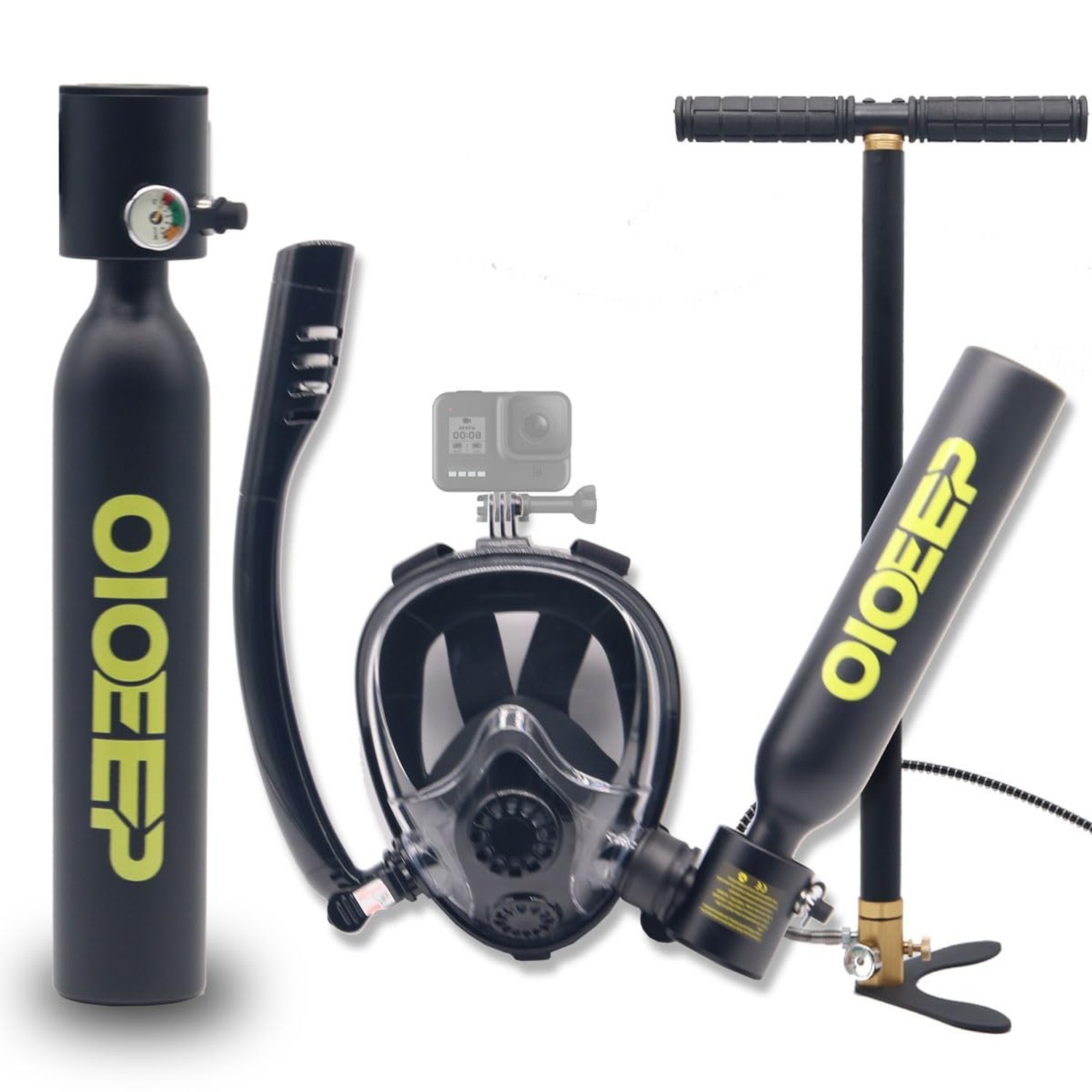 Mini Scuba Diving Tank with Sub-Mask black