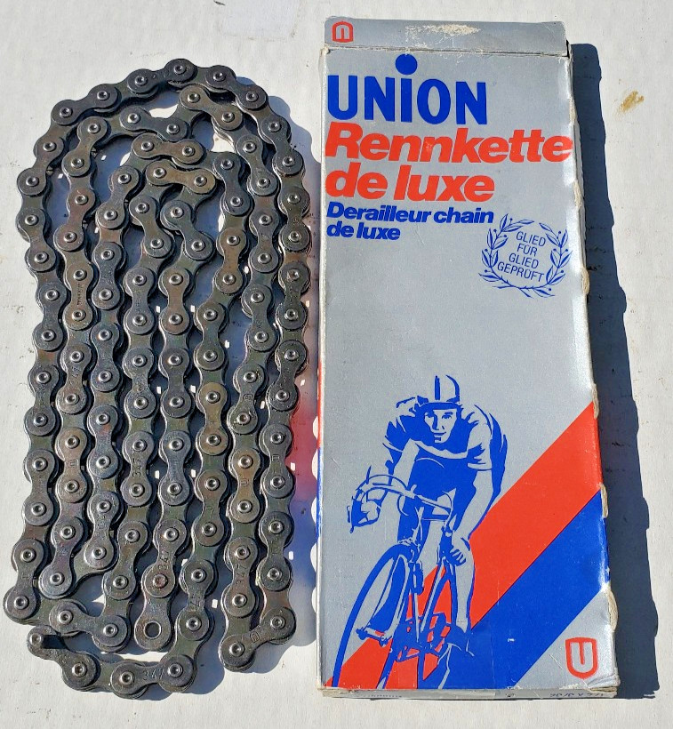 NOS Union Deluxe Bicycle Chain 5 & 10 spd Vtg 70's 112L Schwinn Peugeot Raleigh