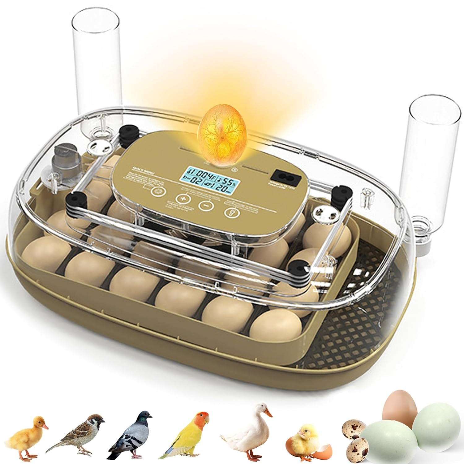 Incubators for Hatching Eggs, 24 Egg Incubator with Automatic Egg Turning and Hu