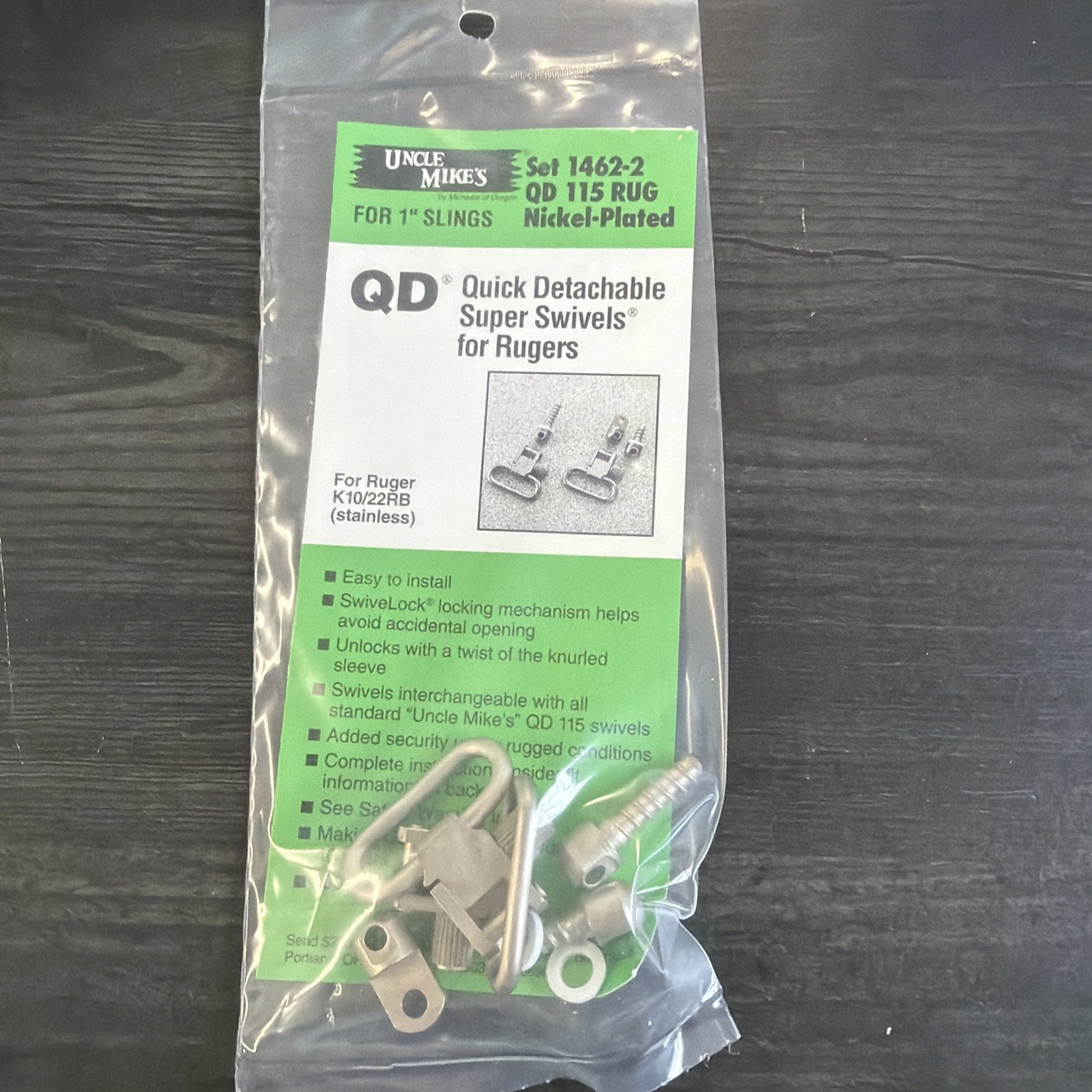 Uncle Mikes Sling Swivels Quick Detachable Stainless Nickel 1" - 1462-2