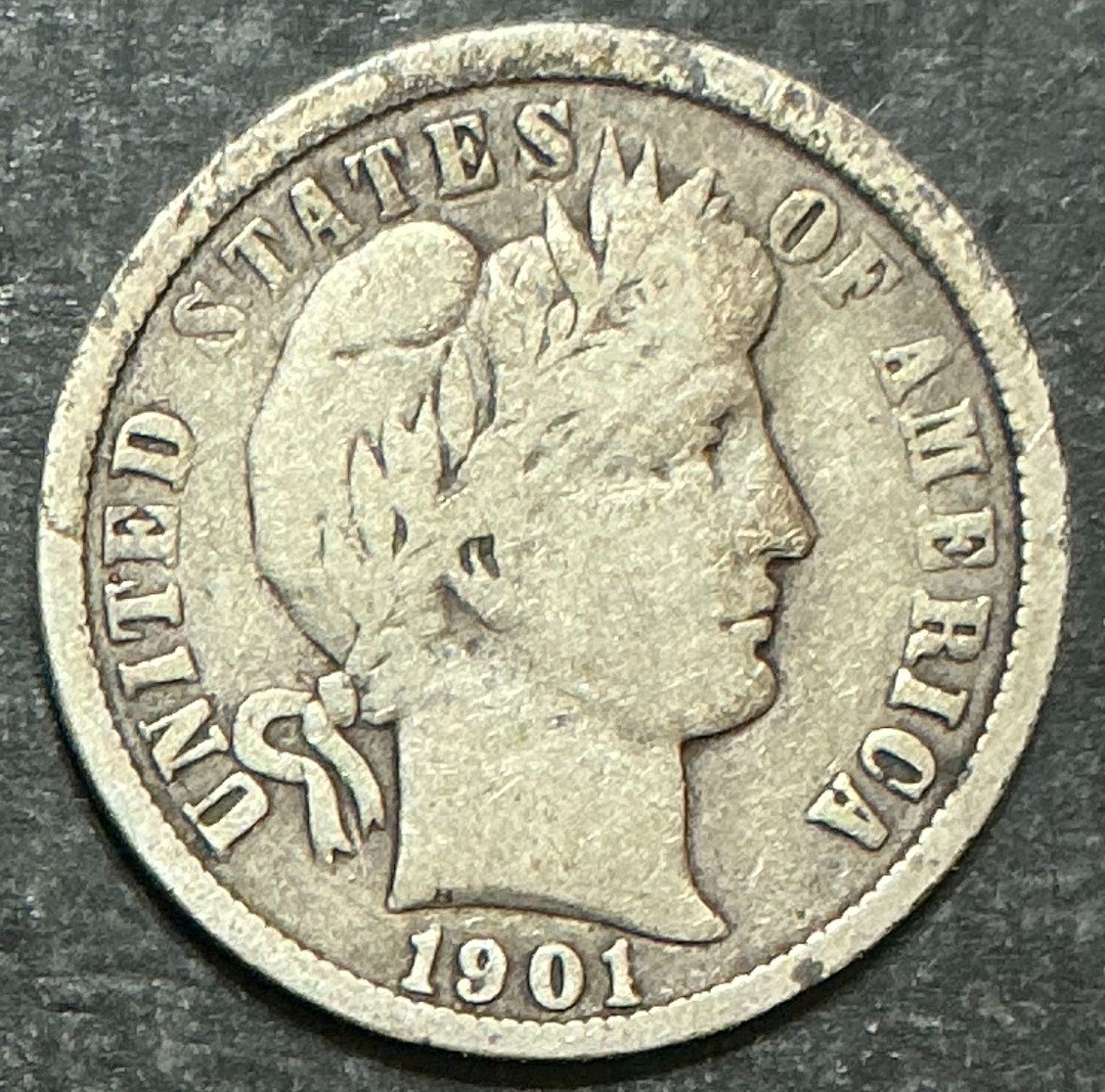 1901-O Barber Liberty Dime old higher grade New Orleans silver tough date f573