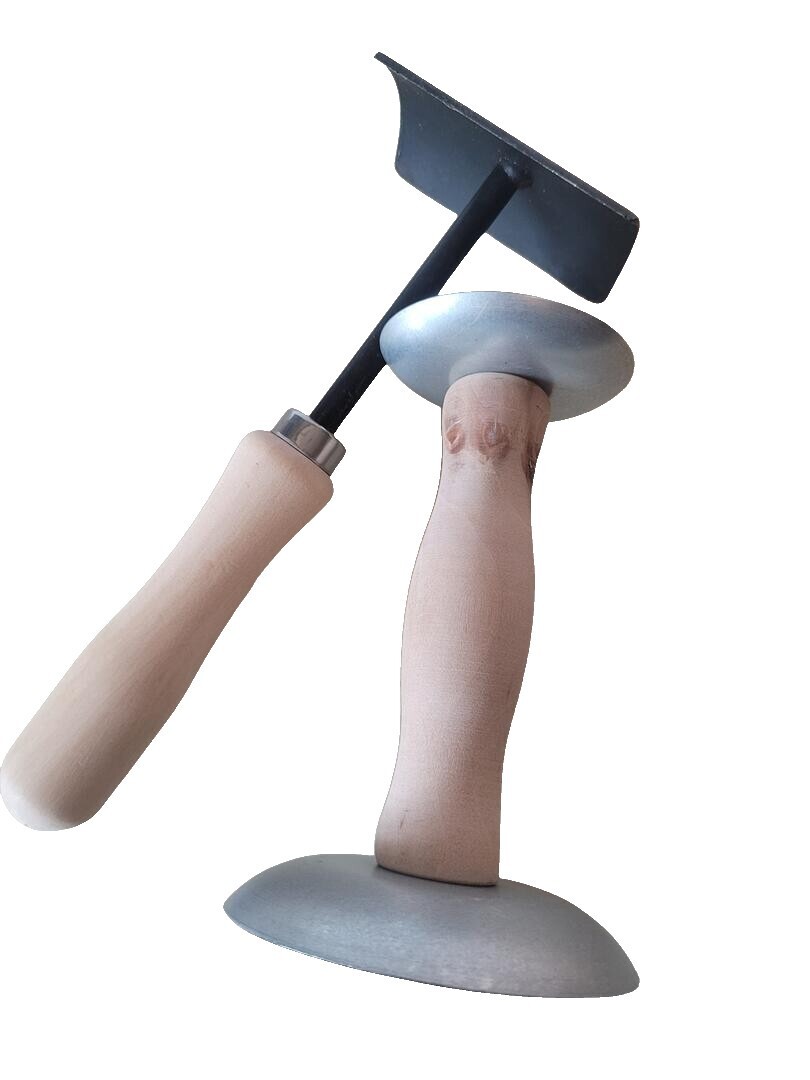 Kit with Two Hide Fleshing Tools - One Hog Scraper & One 1 Handed Pelt Scraper