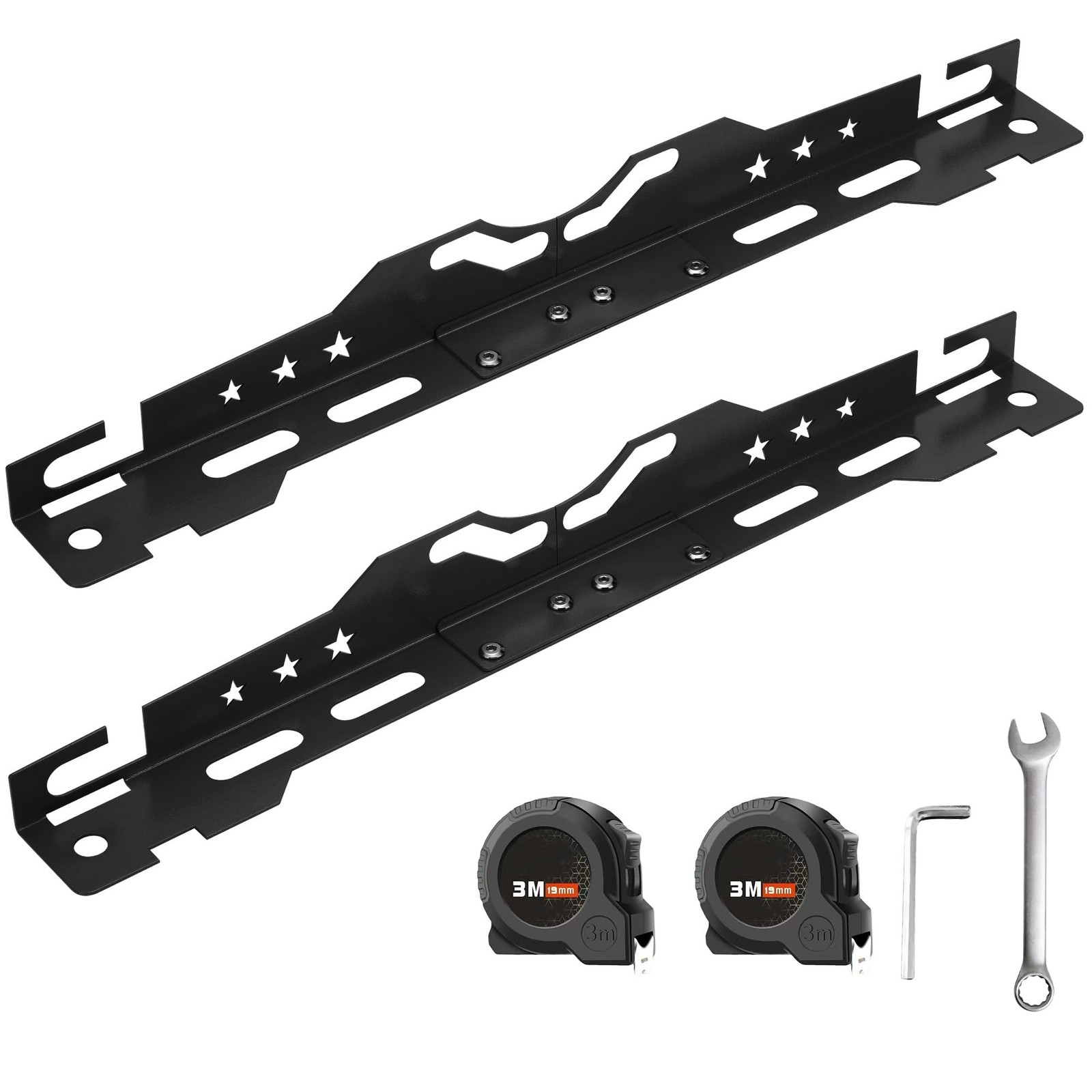 mocsenber Wheel Alignment Tool with 2 Measuring Tapes, Basic, Matte Black