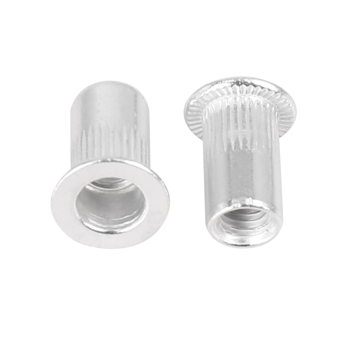 110 Pcs M5 Silver Tone Aluminum Alloy Car Flat Head Rivet Nut Threaded Insert