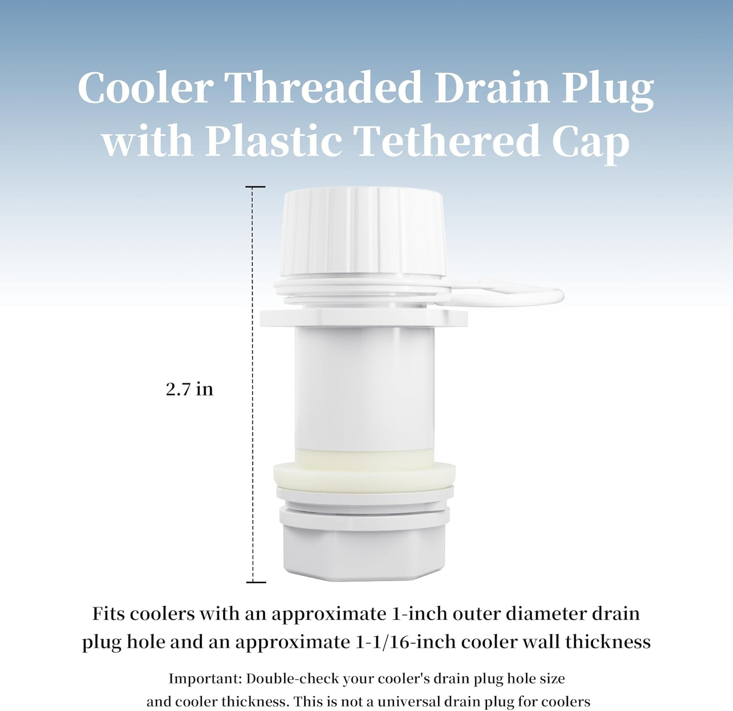 Threaded Drain Plug with Plastic Tethered Cap for Cooler,Compatible with Igloo 5