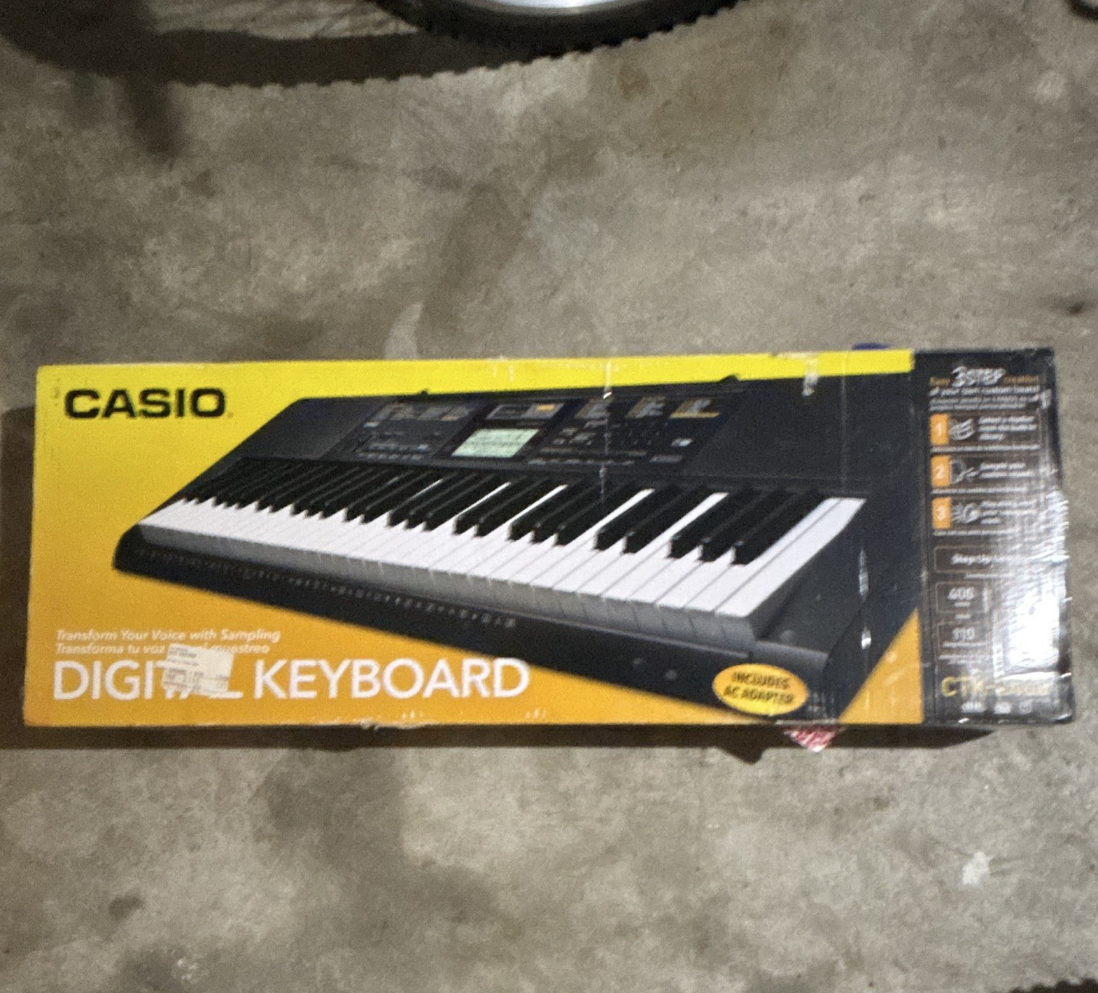 Casio CTK-2400 61-Key Full Size Digital Keyboard, Black, Speakers, AC Adapter