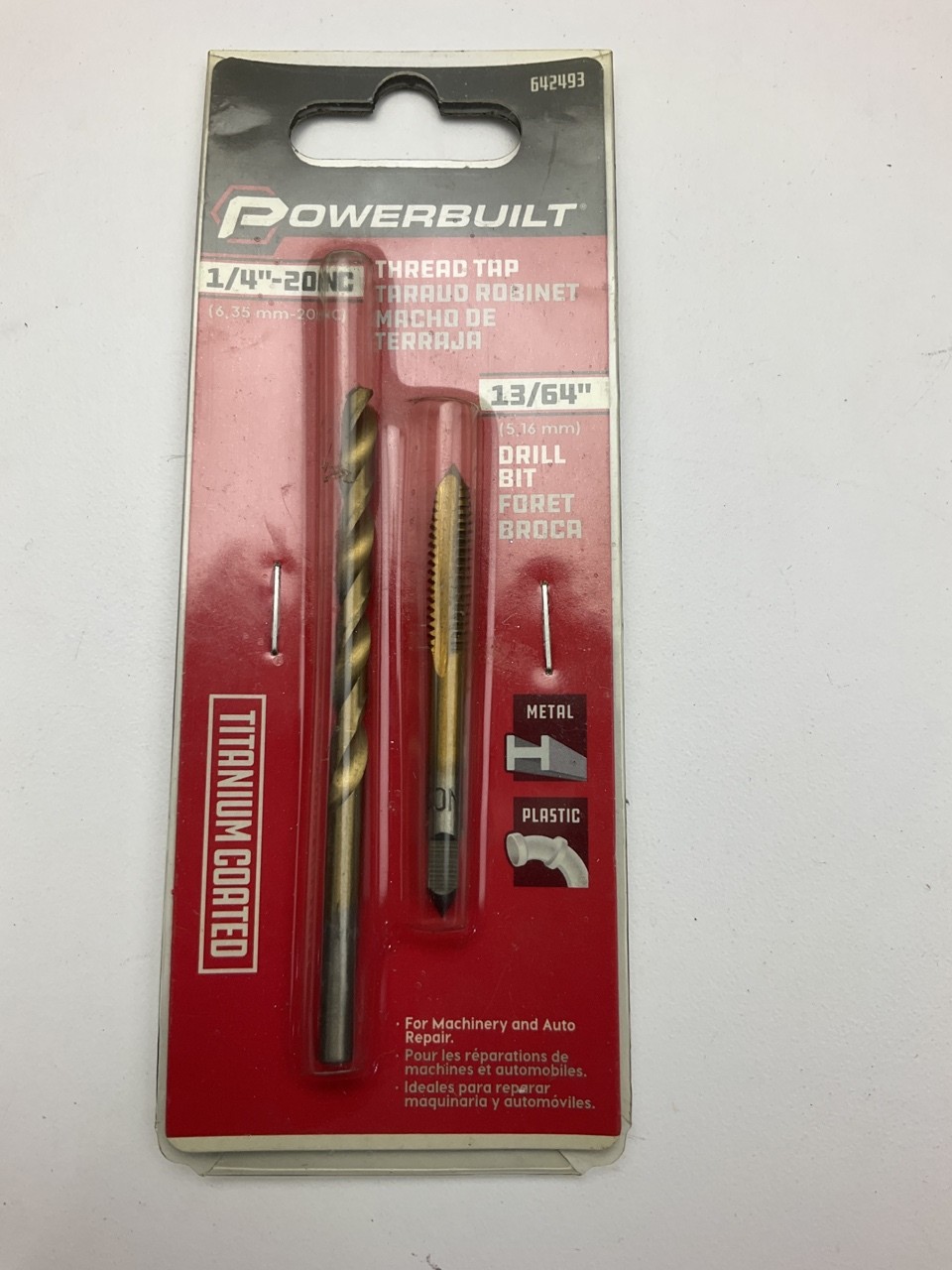 Powerbuilt 642493 1/4"-20Nc Tap & 13/64" Drill Bit