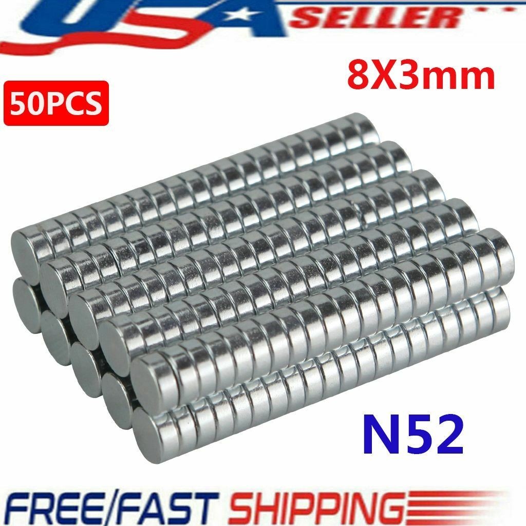 50PCS 8X3mm Super Strong Round Disc Magnets Rare-Earth Neodymium Magnet US