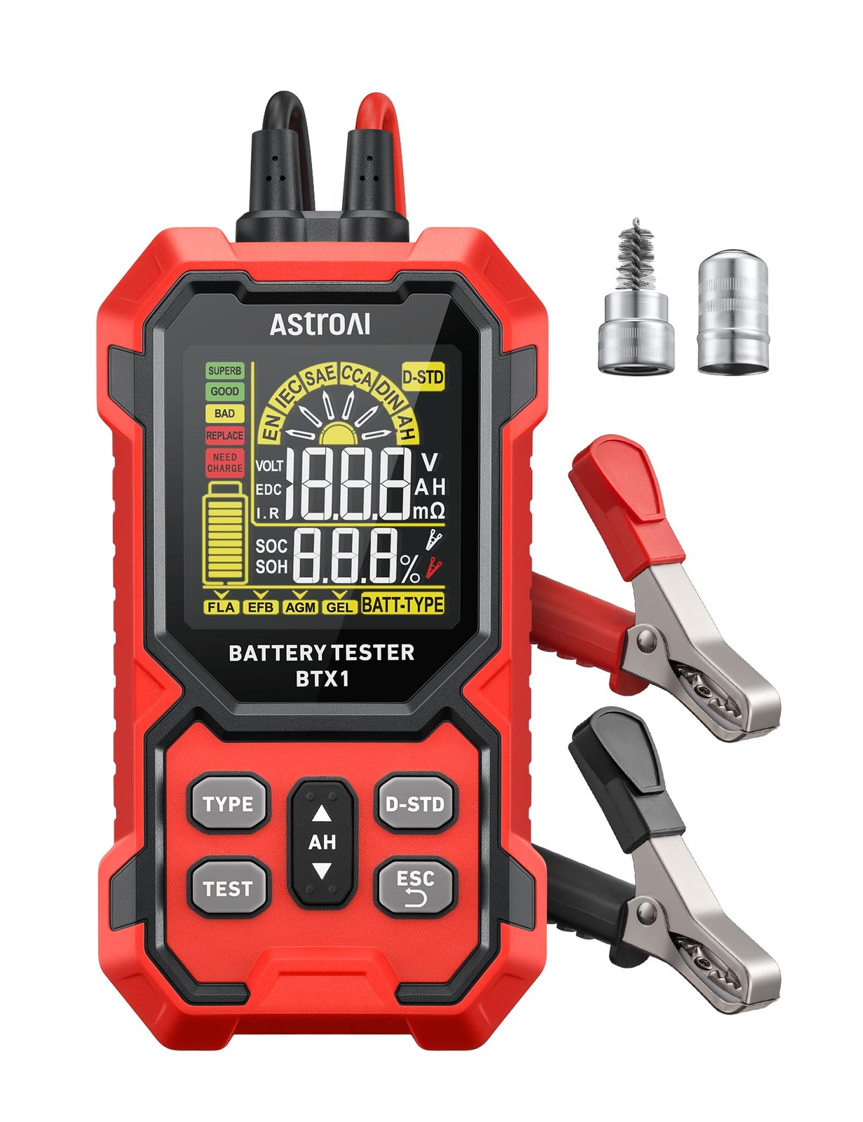 AstroAI Car Battery Tester, 12V/24V Digital Automotive Meter Diagnostic Red