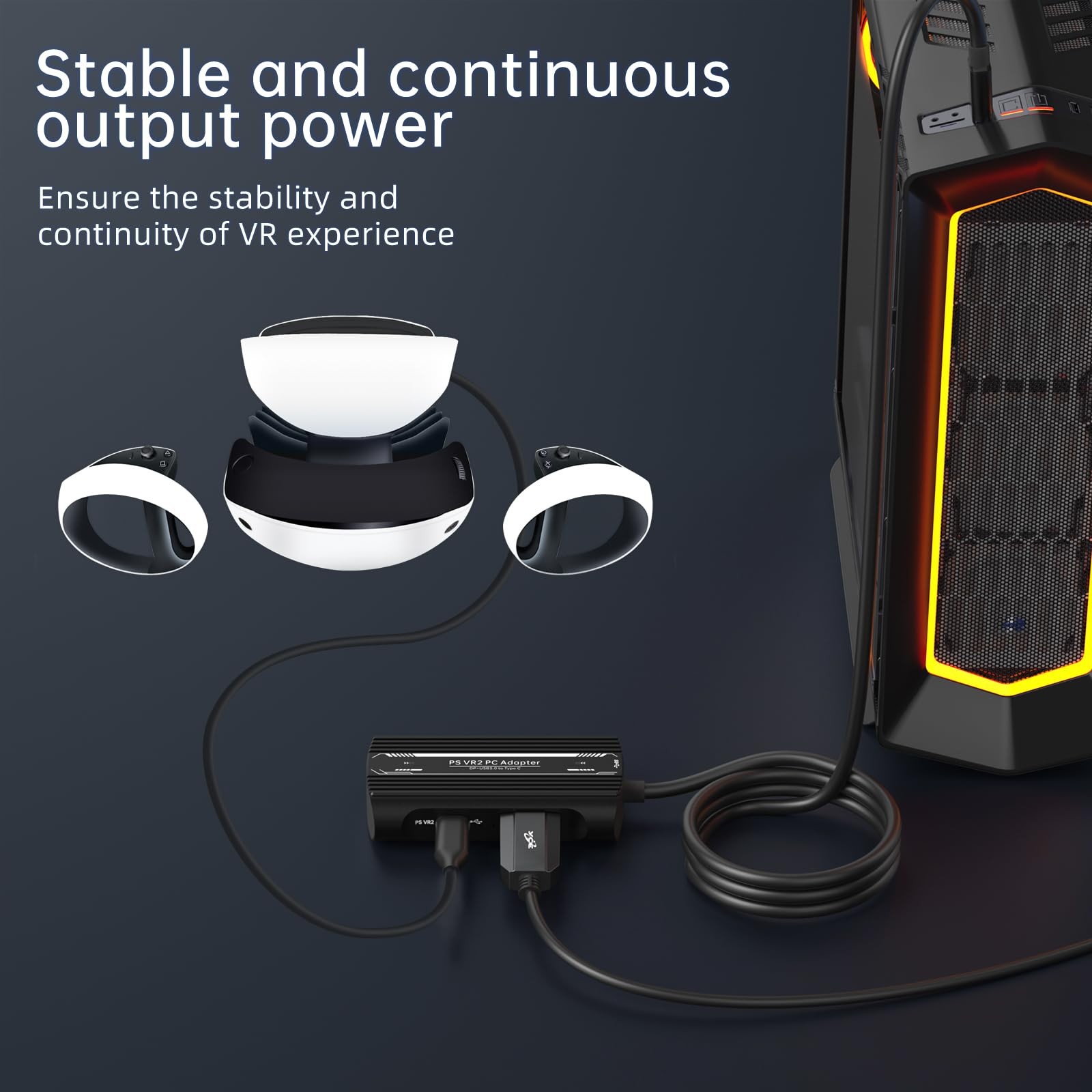 PSVR2 PC Adapter Accessories Kit.Includes DP1.4 Cable and Expandable Black