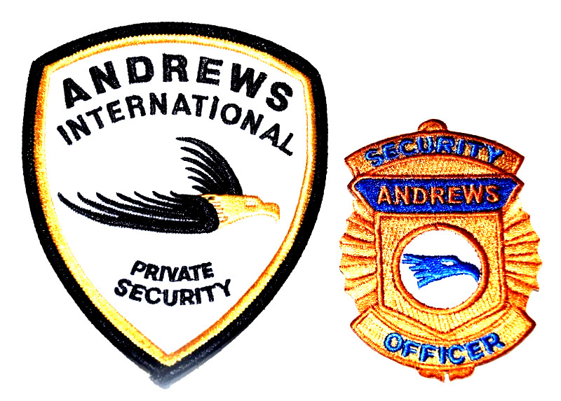 ANDREWS INTERNATIONAL SECURITY– SET OF 2 –VALENCIA CALIFORNIA Police Patch 4M