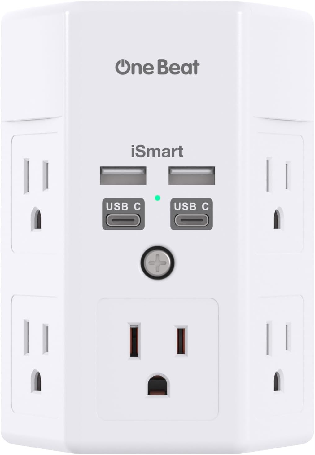 One Beat 1680J 3 Side Power Strip Multi Plug Expander, Surge Protector, 5 Outlet