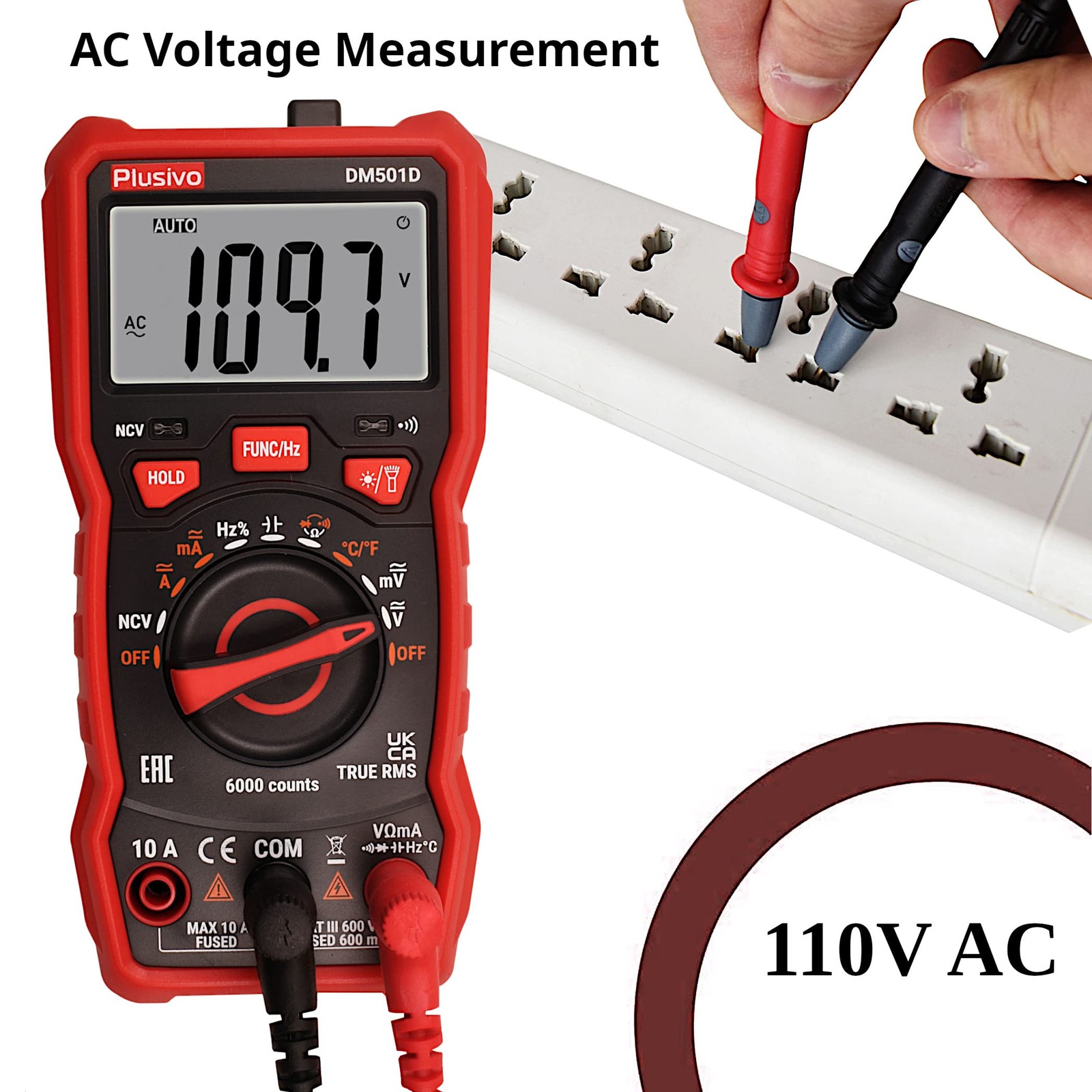 Multimeter 6000 Counts Digital Auto DM501D + Test lead Set