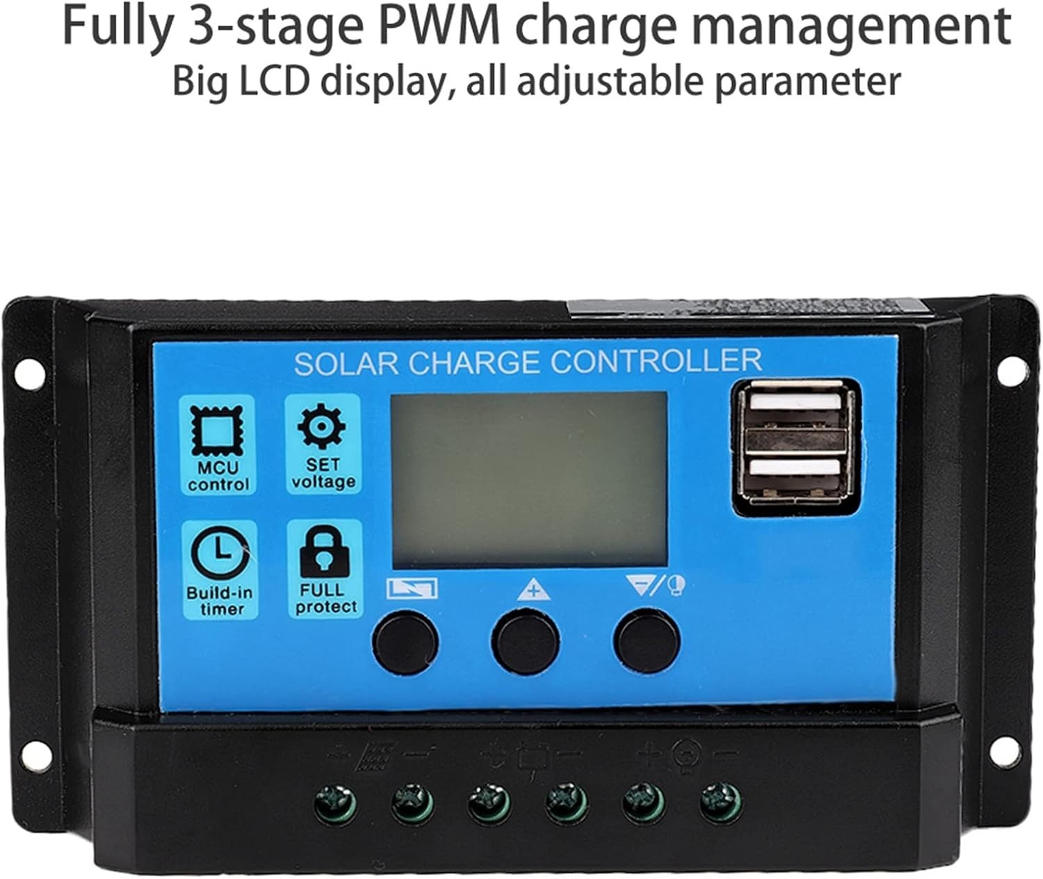 60A PWM Solar Charge Controller for 12V/24V Systems - LCD Display & Safety Fe...