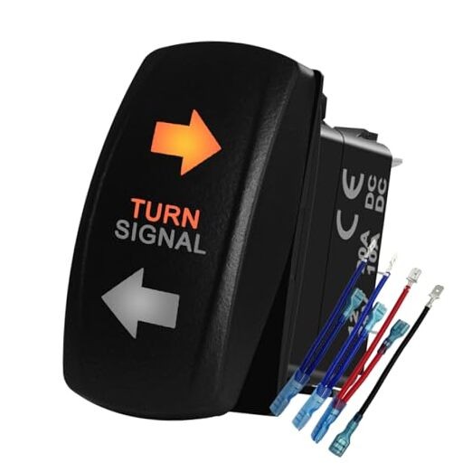 Amber Led Turn Signal Rocker Switch 7 PIN ON-Off-ON DPDT Orange turn signal