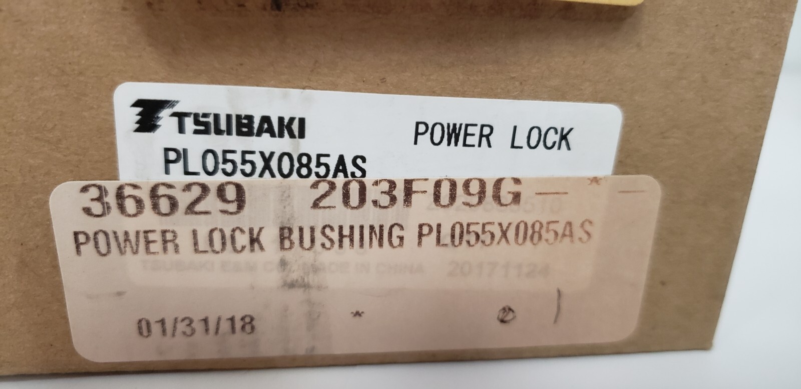 TSUBAKI PL055X085AS POWER LOCK BUSHING, NIB