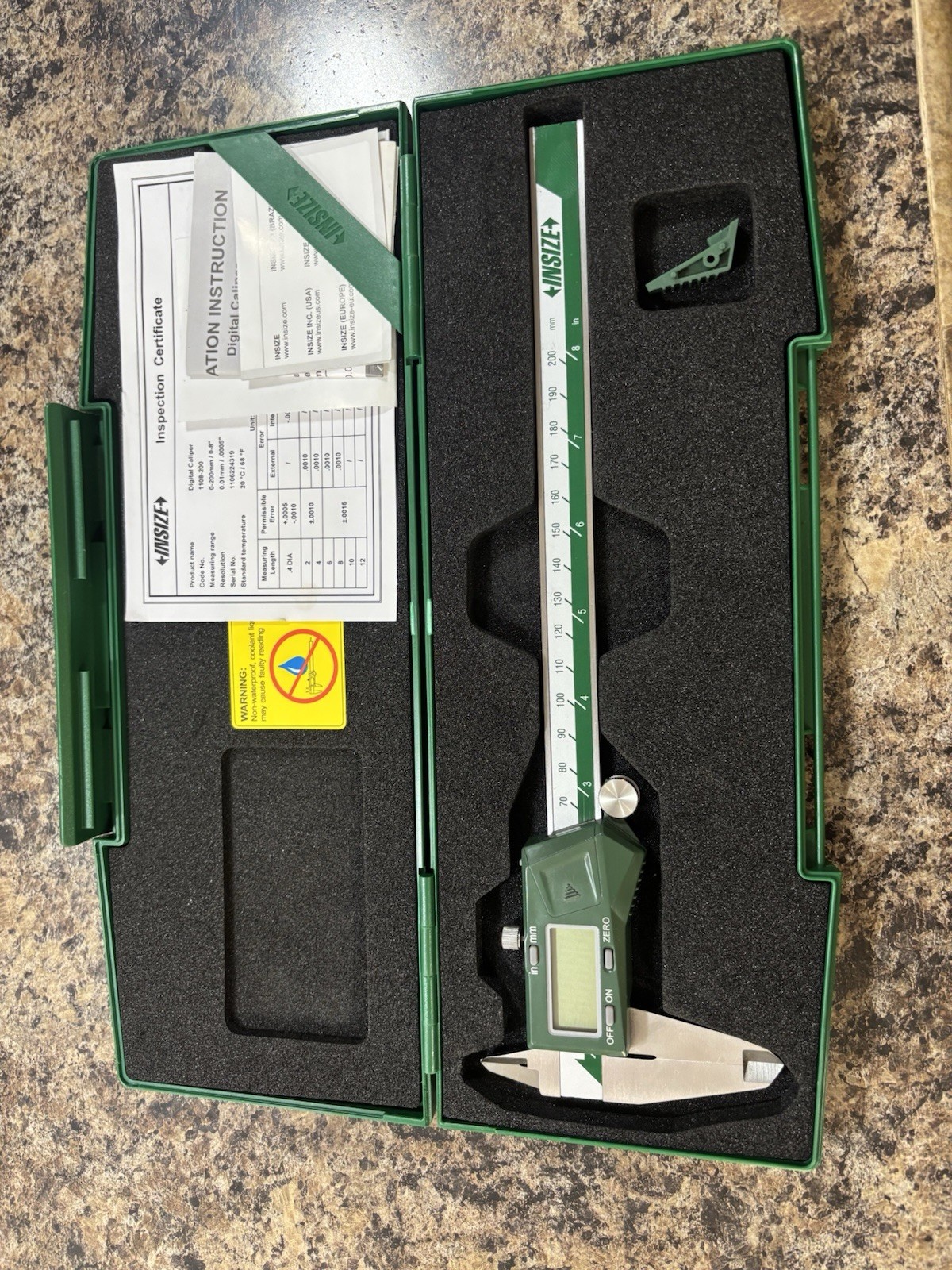 1311-8 Insize 8” Dial Caliper .001” Graduation New In Box With Plastic Case
