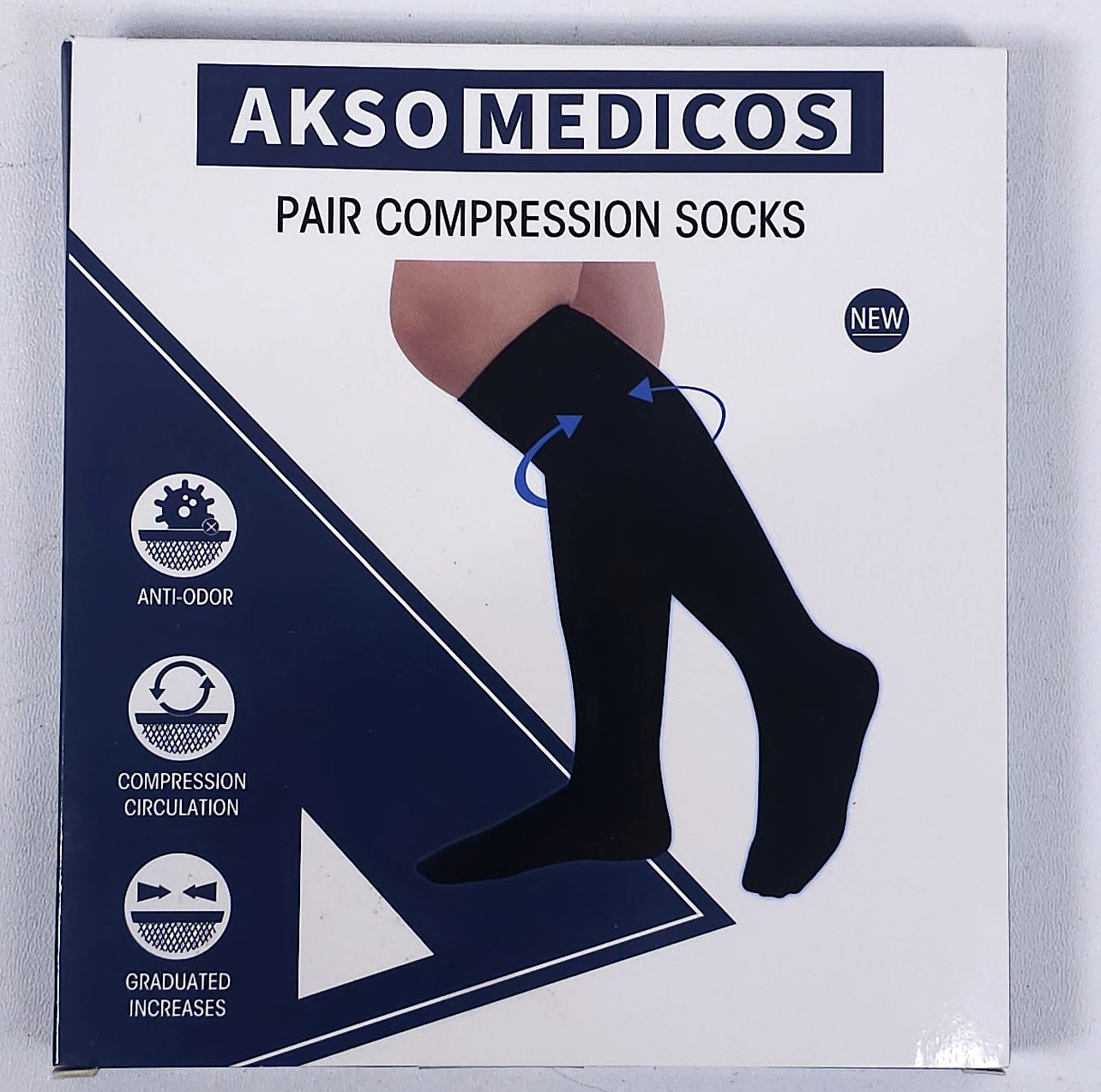 NEW Aksomedicos Size XL Pair of Compression Socks Black Anti-Odor MF00602-XL
