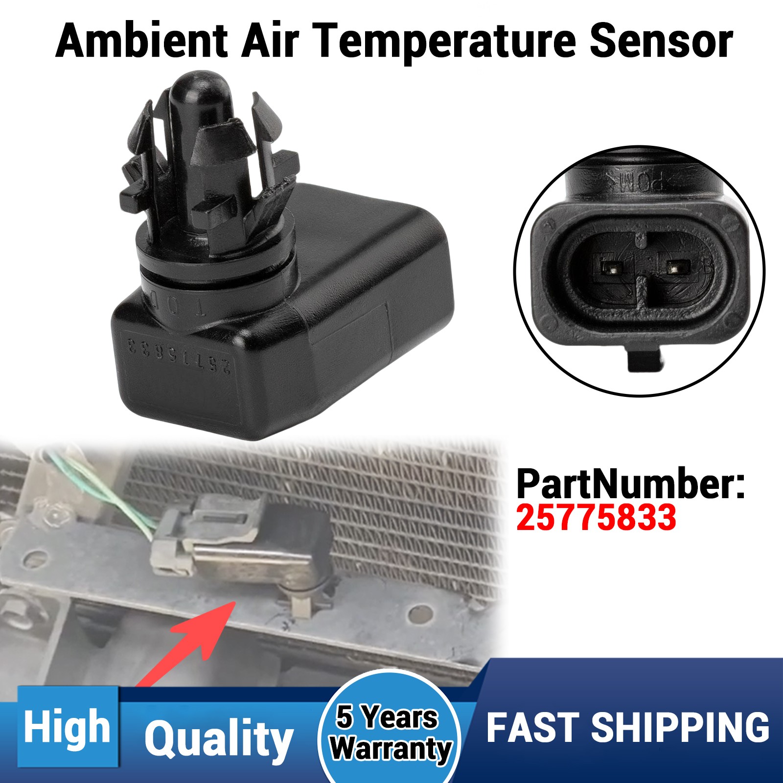 For GM 25775833 NEW Outside Air Tempature Temp Sensor Ambient Temperature Sender