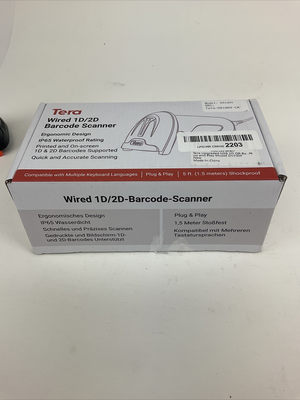 Tera D5100Y Wired 1D 2D Barcode Scanner Open Box