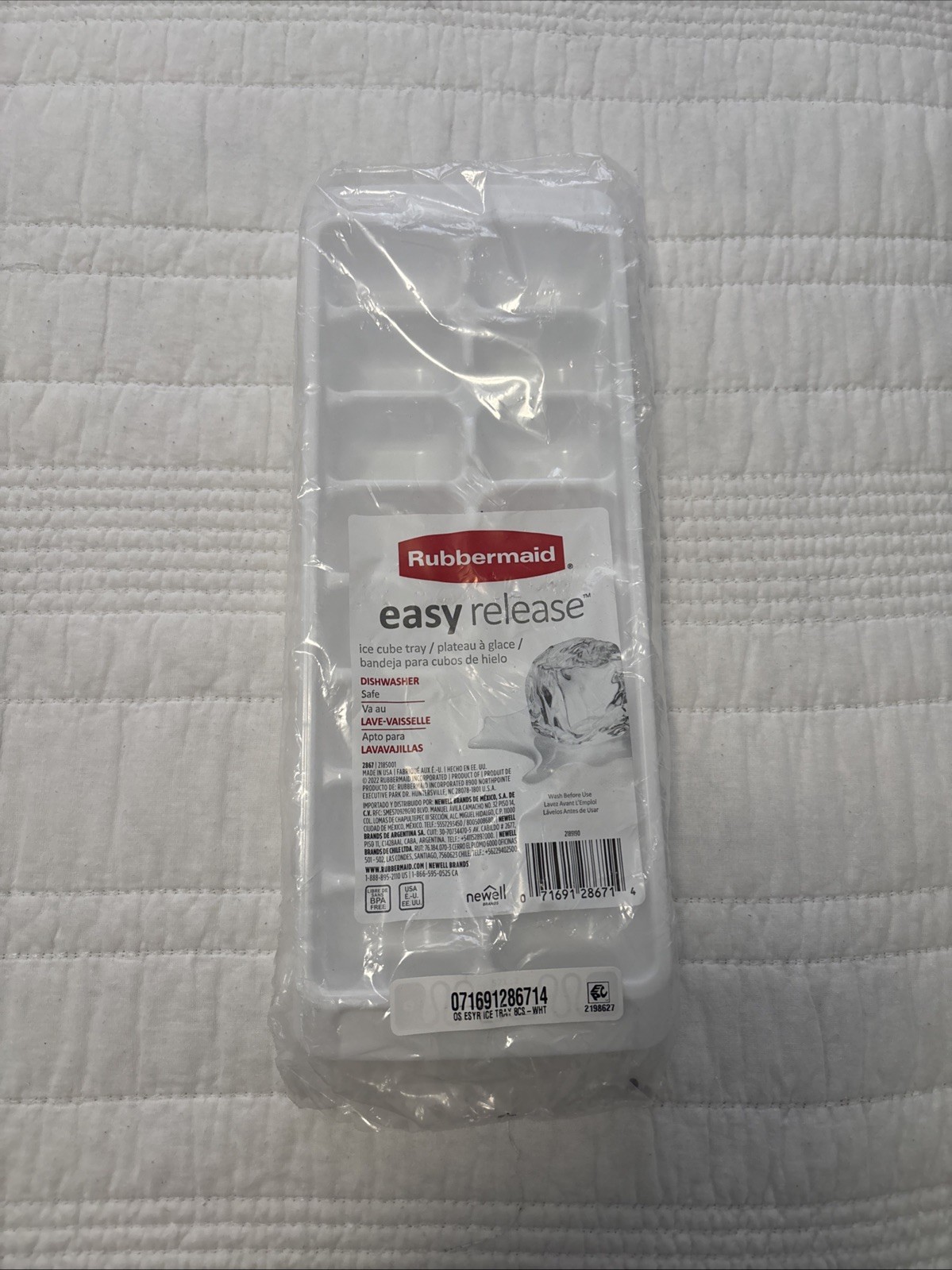 Rubbermaid Easy Quick Release Ice Cube Tray White Freezer BPA Free Plastic New