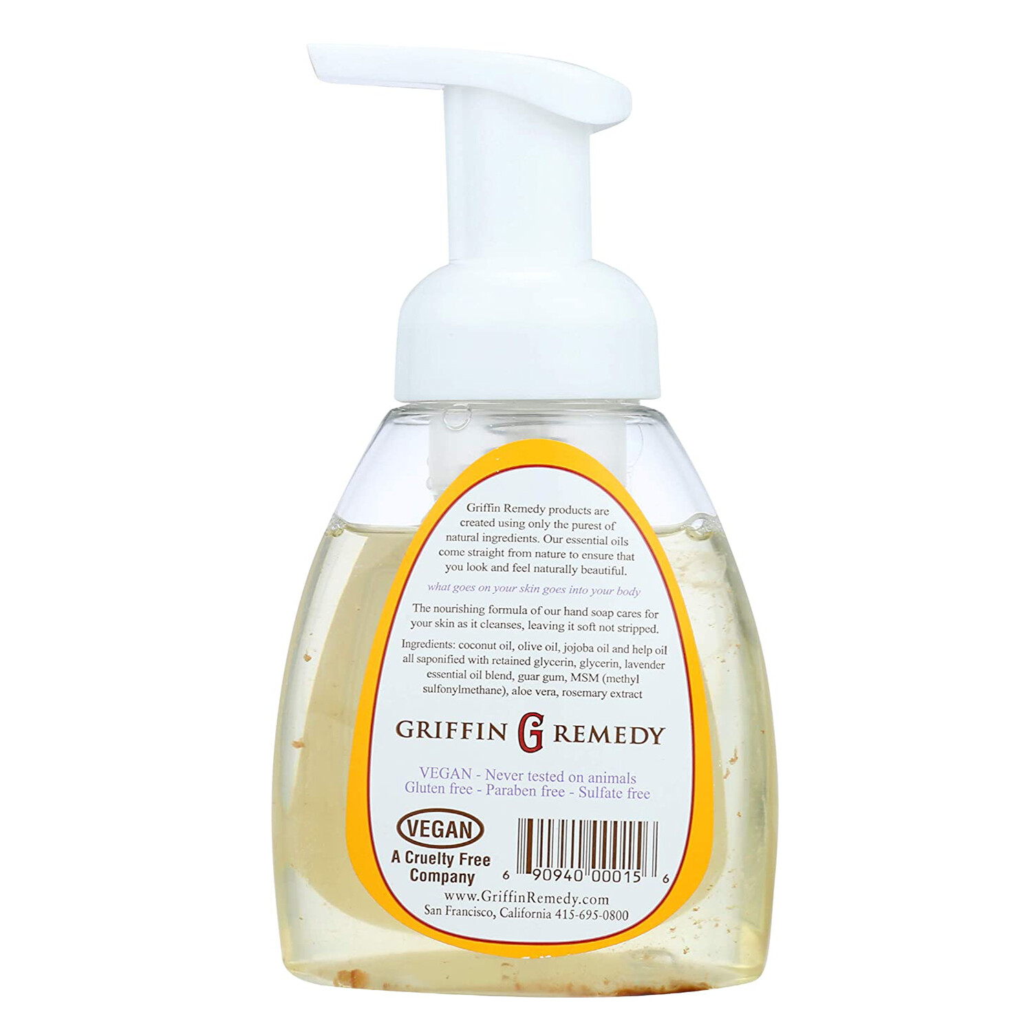 Griffin Remedy Foaming Hand Soap with MSM, Lavender, 8 Ounce