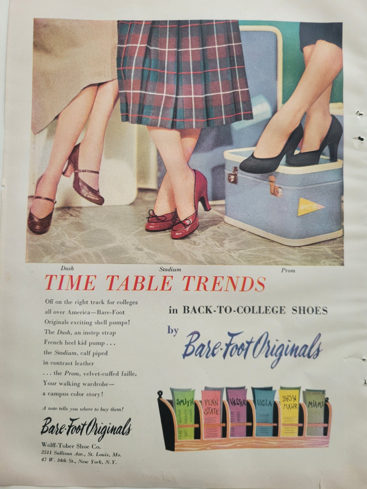 1948 Women's Bare-foot Originals Shoes Legs Vintage Original Ad