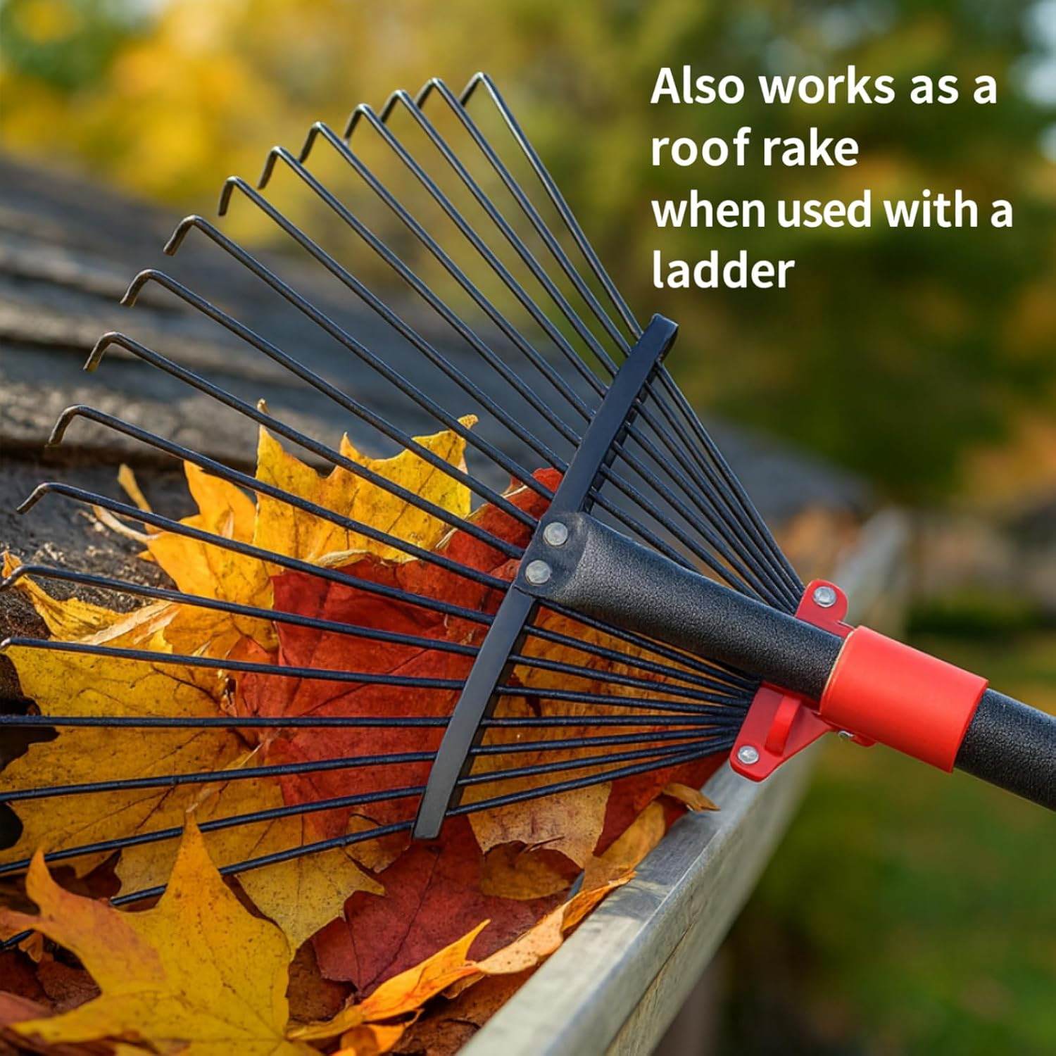 Collapsible Rake for Leaves - 70" Adjustable Long Handle Yard Rake, Expandable M