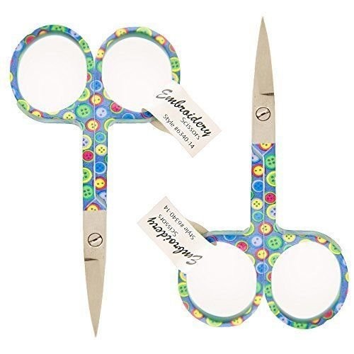 Allary 6340-14-Btns Ultra Fine 3-1/2 Inch Embroidery Scissors - Buttons