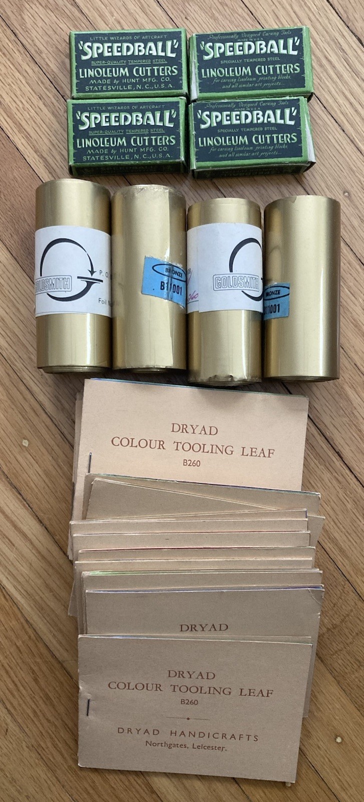 4 roll Coil  Gold Foil used for hot foil stamping paper craft vintage NOS cutter