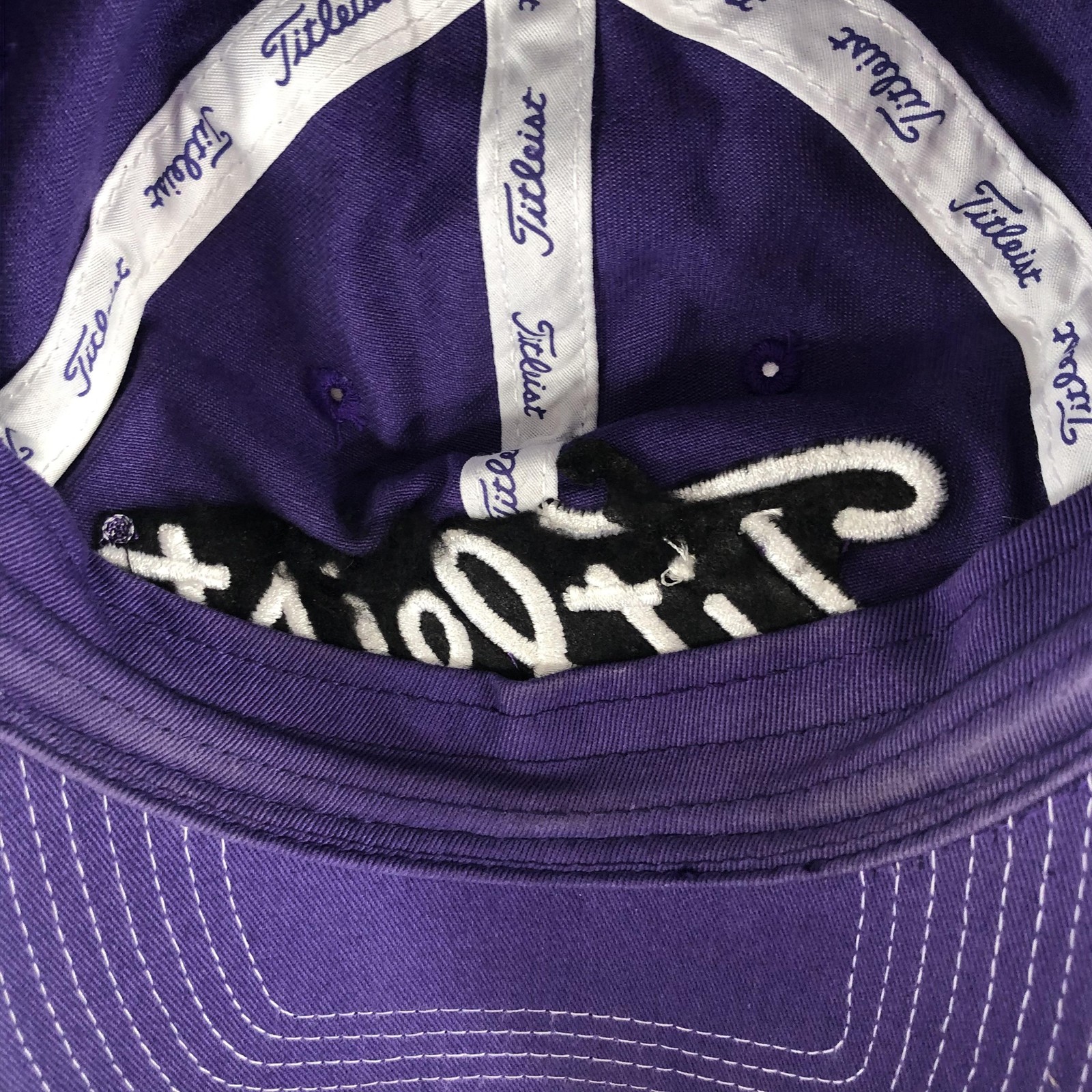 Titleist Hat Cap Strap Back Purple White Pro V1 Mens Golf Embroidered Script FJ