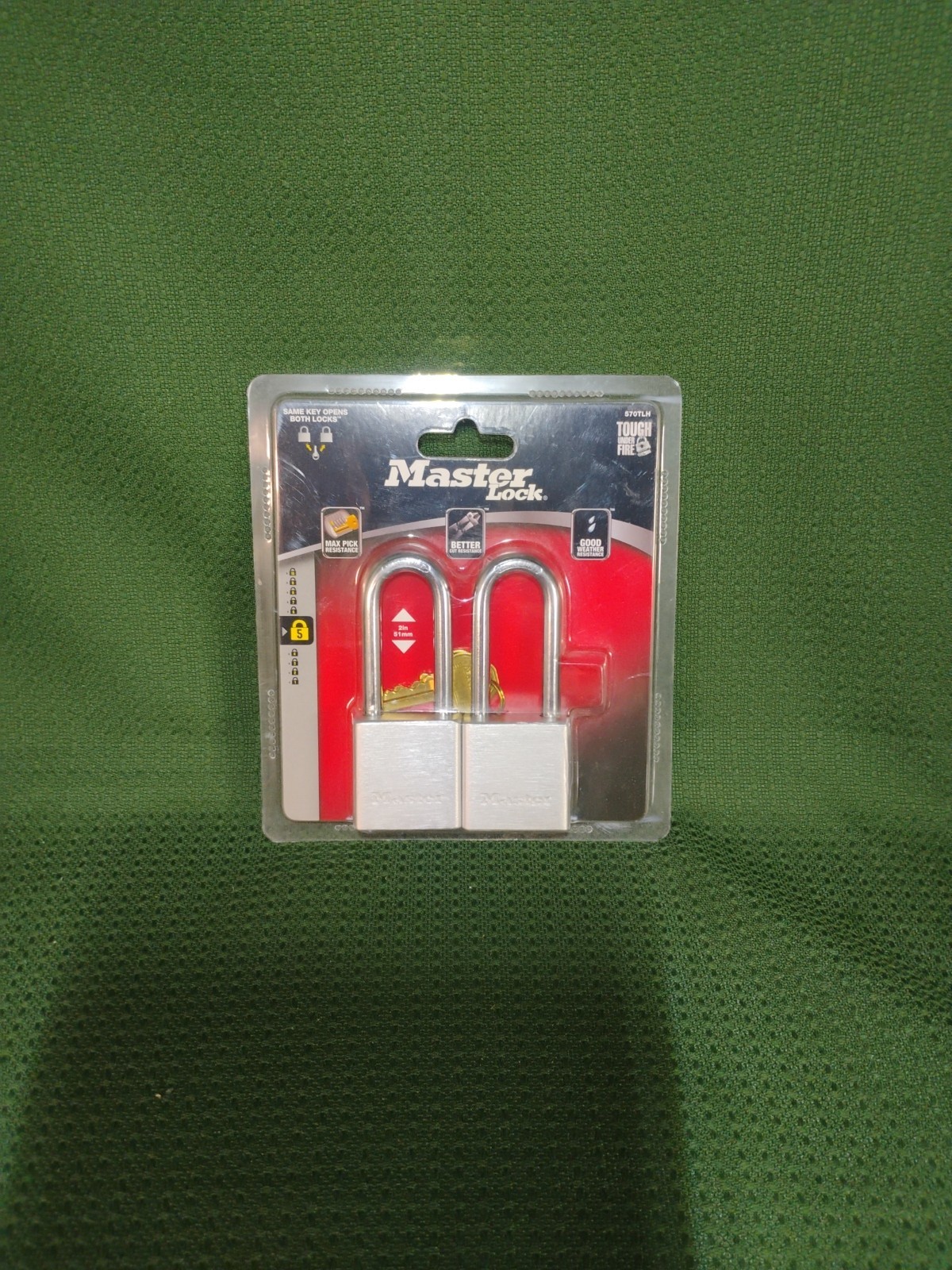 (2-Pk) Master Lock Heavy Duty Keyed Alike Padlock Aluminum Silver 2" 570TLH