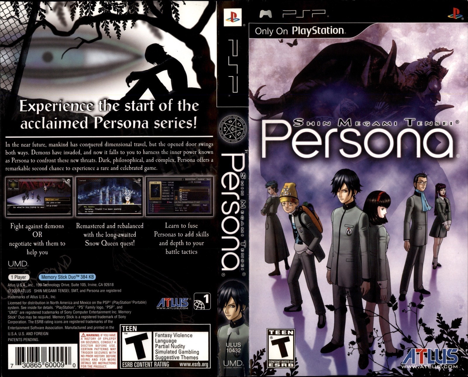 Shin Megami Tensei Persona Sony PSP Art Insert Only Used Condition No Game