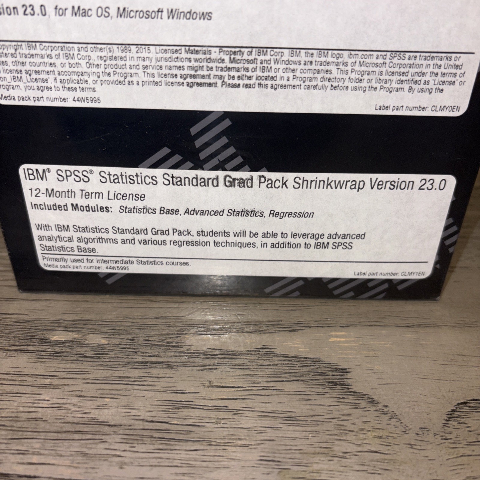 IBM SPSS Statistics Standard Grad Pack 23.0 Software Brand New
