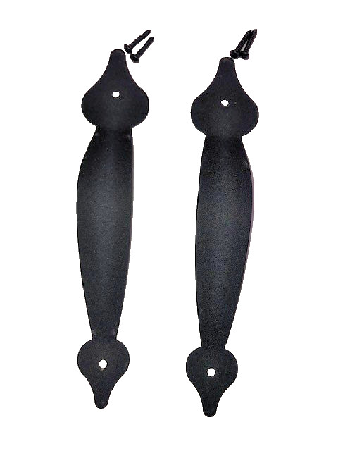 Decorative 10-5/8" Black Stamped Carriage House Wide Pull Handle - 1 Pair