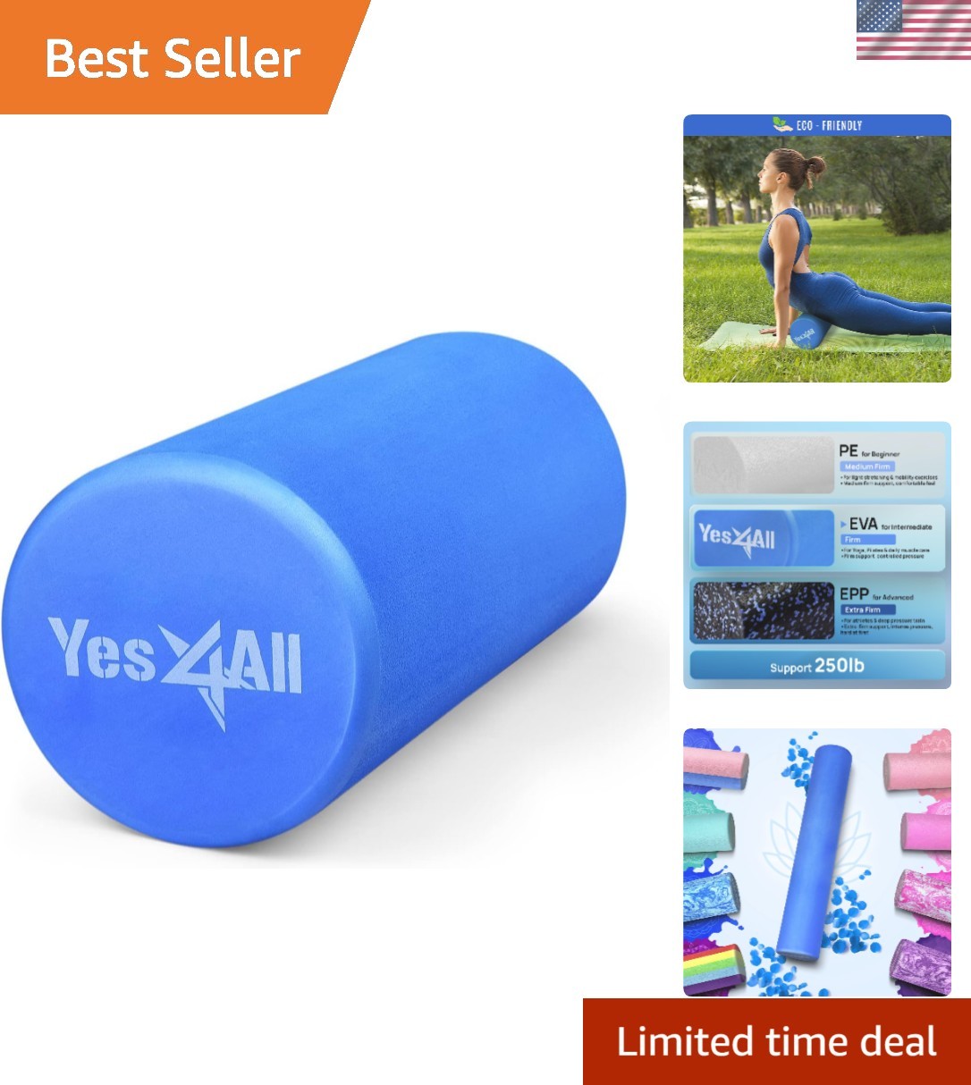 12-Inch EVA Foam Roller - Ideal for Back Pain Control & Effective Therapy