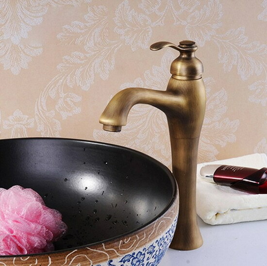 Retro Antique Brass Single Lever Bathroom Sink Basin Mixer Tap Faucet Gnf104