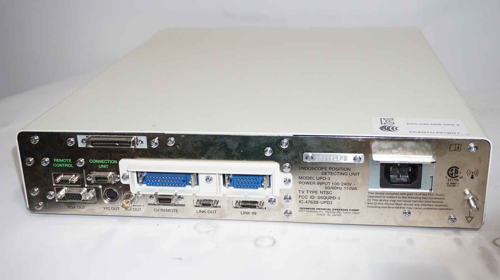 OLYMPUS UPD-3 SCOPEGUIDE ENDOSCOPE POSITIONING SYSTEM CONSOLE -LOOSE CONNECTOR