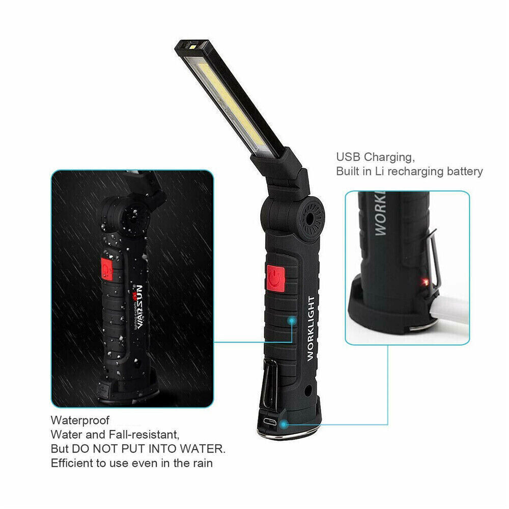 1-4Pcs Rechargeable LED COB Work Light Mechanic Flashlight Lamp Magnetic Base