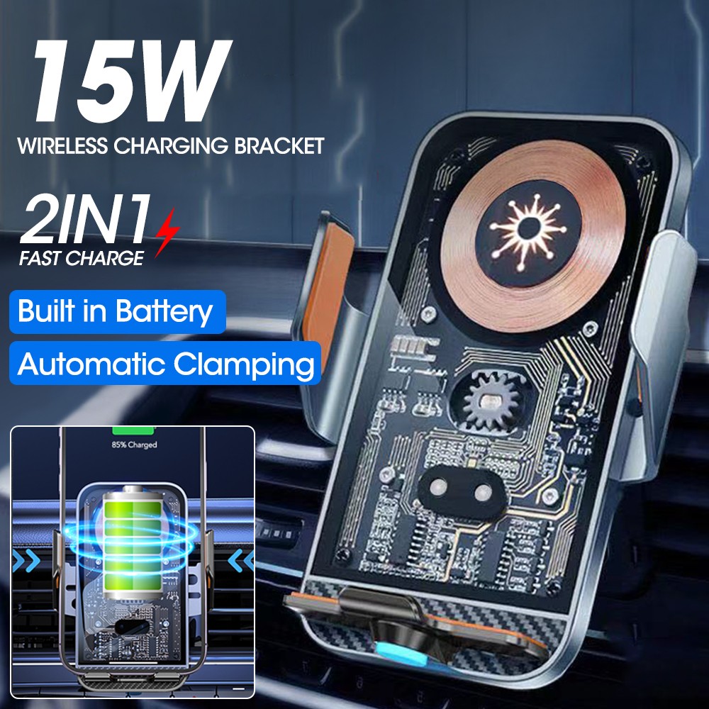 15W Wireless Car Fast Charging Automatic Clamping Infrared Sensor Phone Holder